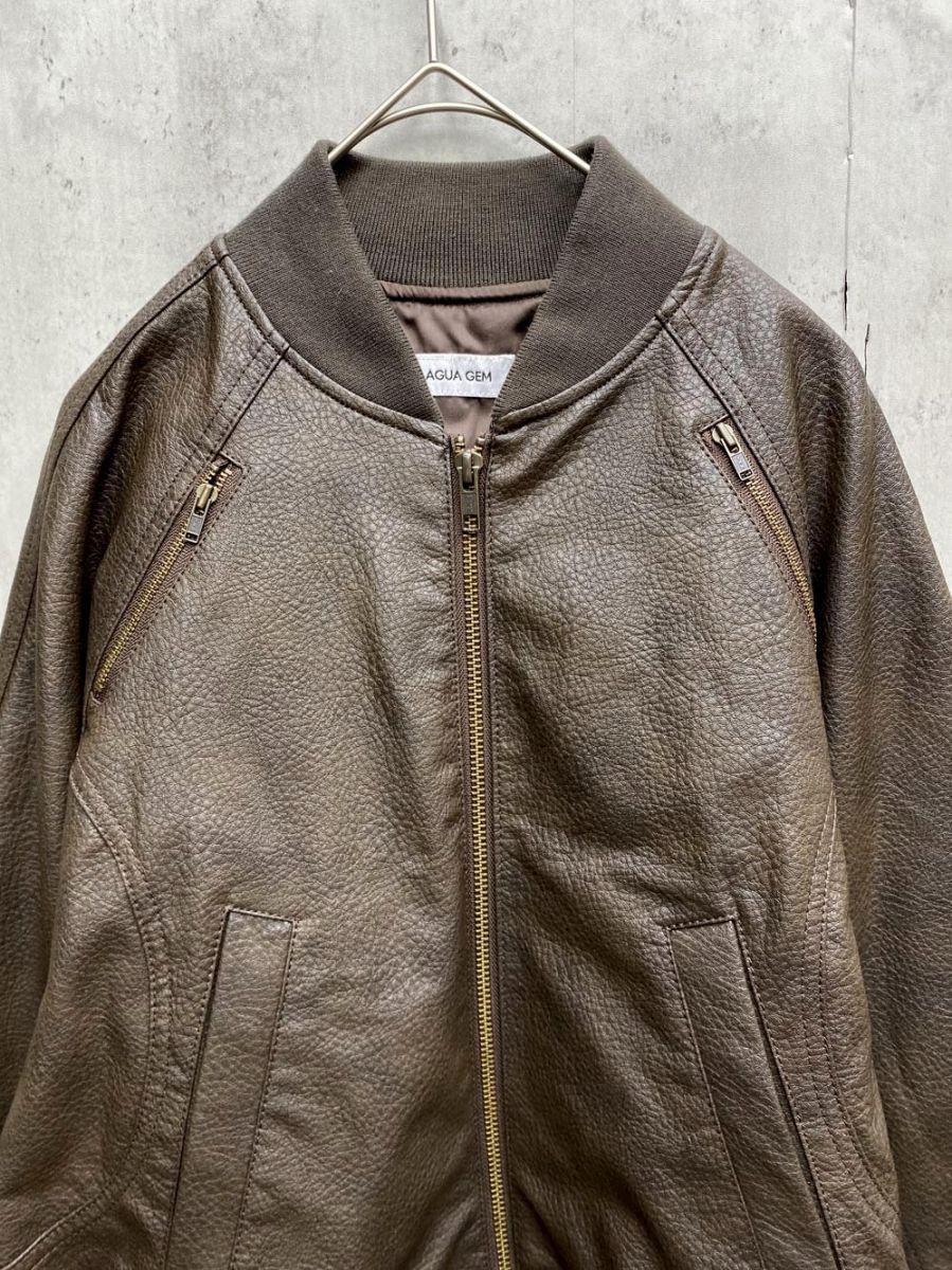 LAGUA GEM ラグアジェム CROPPED FAUX LEATHER ブルゾン ジャケット