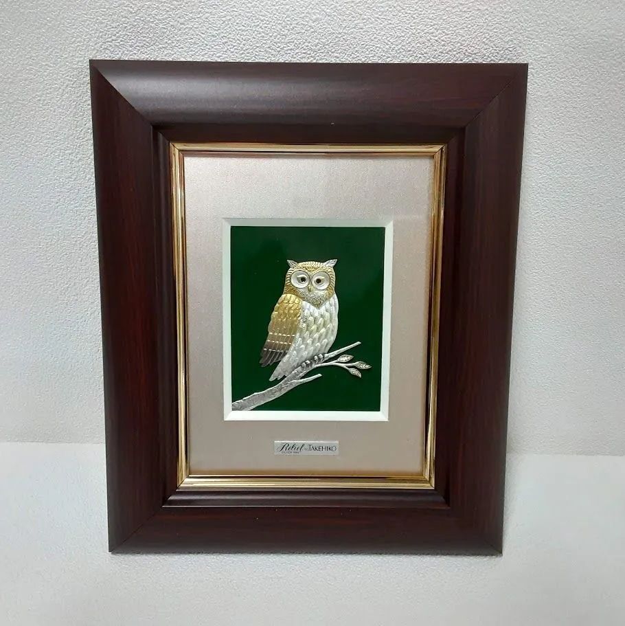 卓上額 ふくろう1号 茶 状態：良