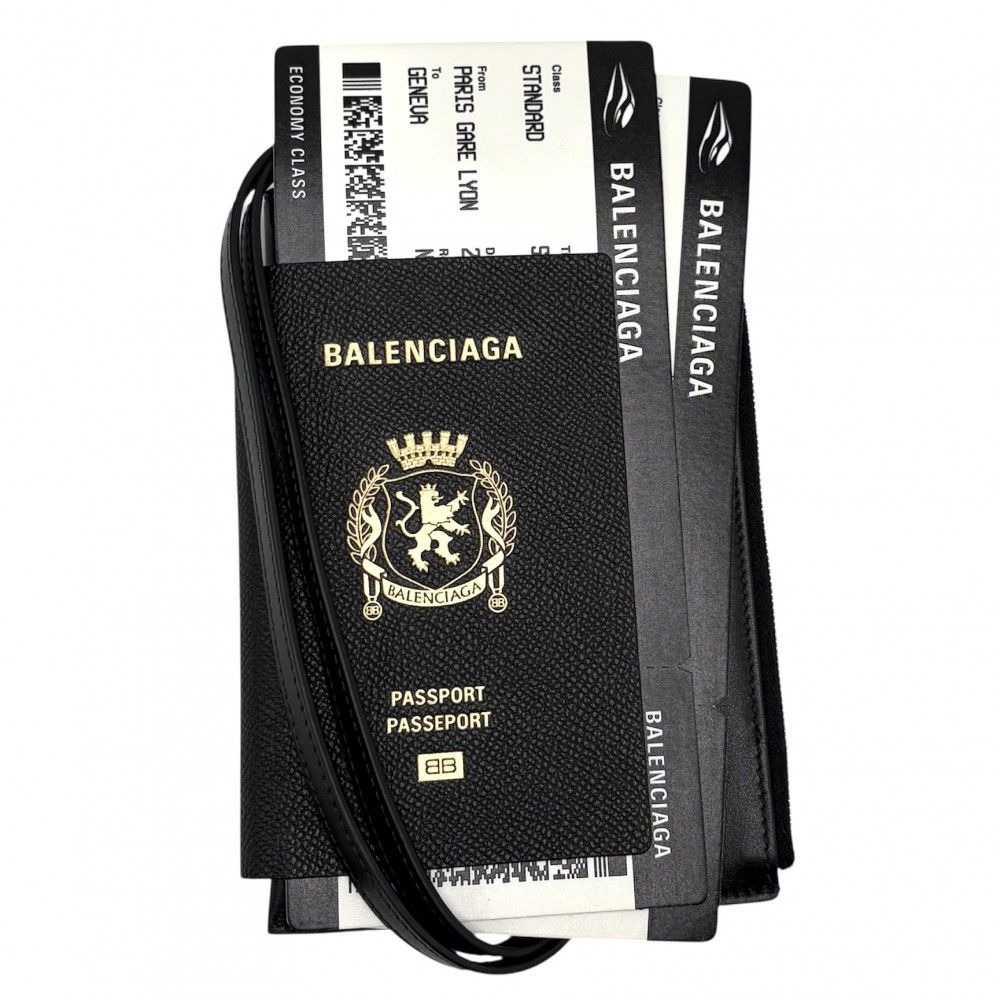 バレンシアガ ショルダーバッグ メンズ パスポート フォン ホルダー ネックポーチ 斜め掛け 787733 レザー ブラック 黒 シルバー金具 品