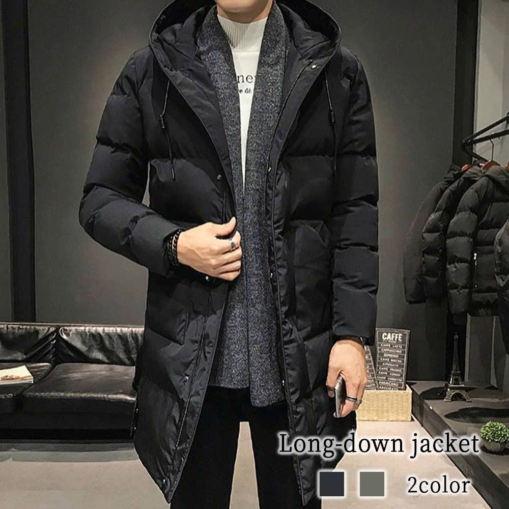 ダウンジャケット メンズ ロングダウンジャケット アウター 冬 ブランド 防水 40代 黒 春 中綿 ダウン 白 フード 軽い 防寒 光沢