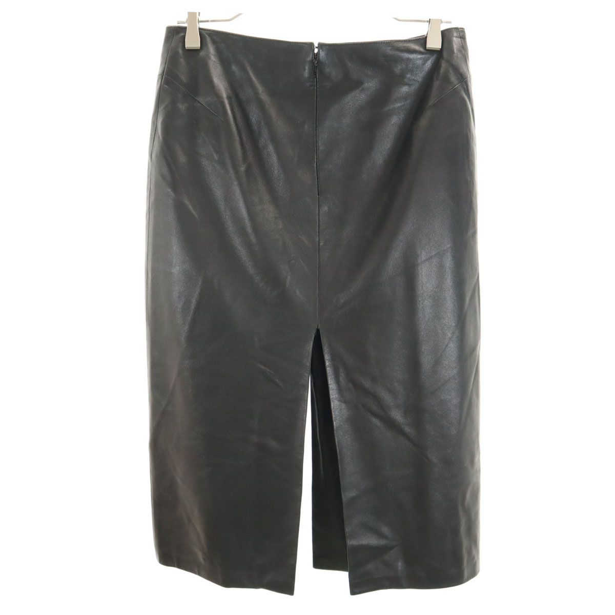 GUCCI グッチ イタリア製 ミディ丈 羊革 レザー スカート 42 ブラック  