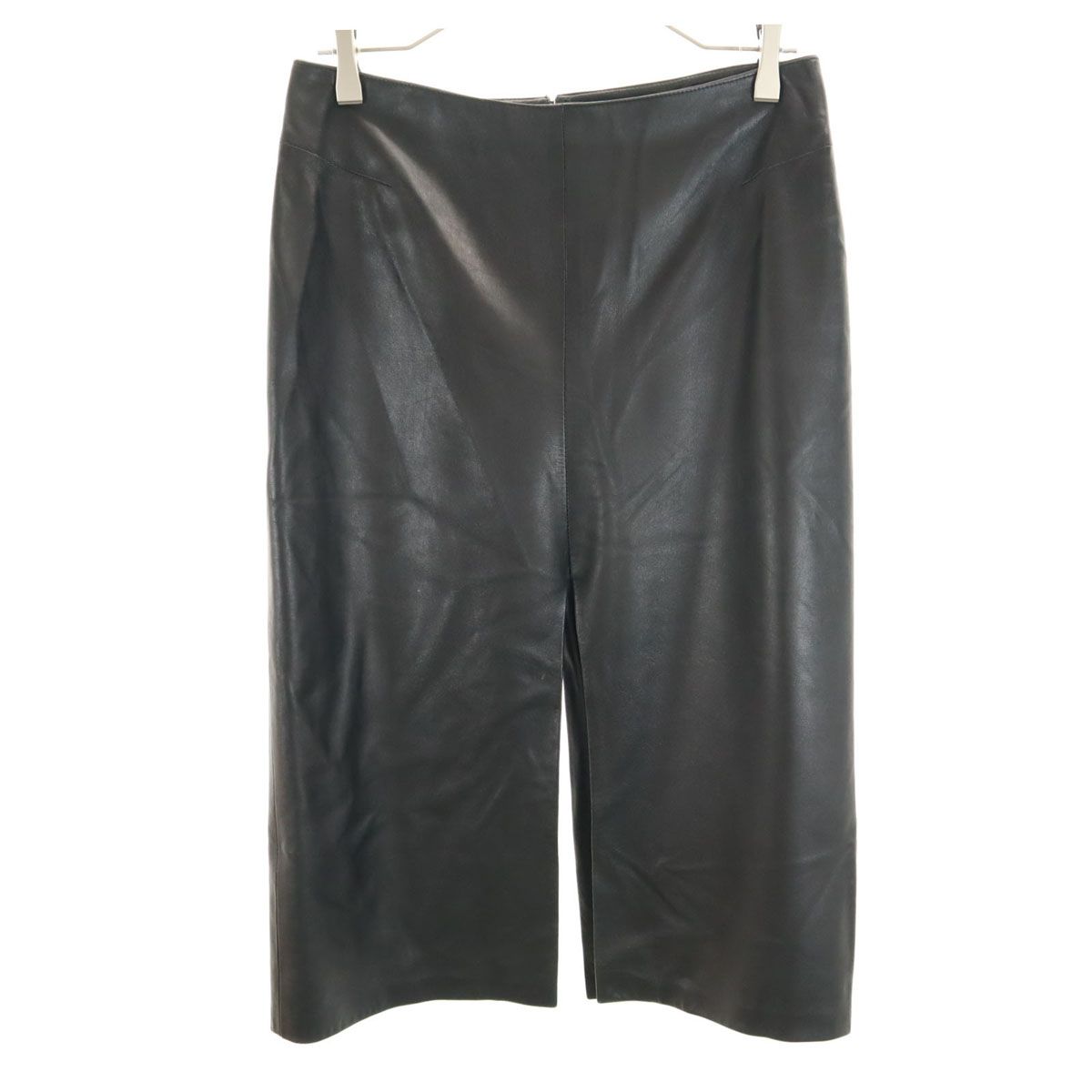 GUCCI グッチ イタリア製 ミディ丈 羊革 レザー スカート 42 ブラック レディース 古着