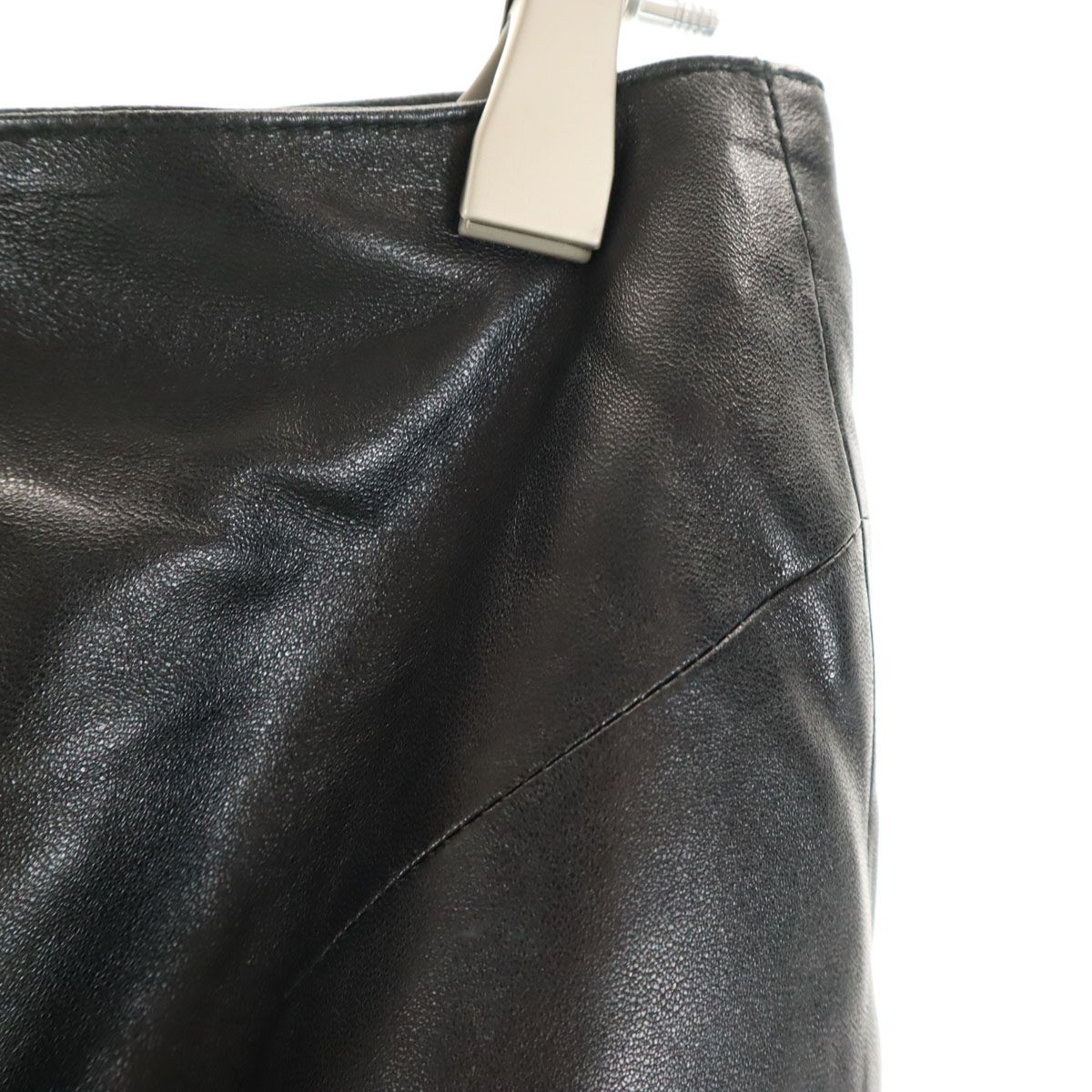 GUCCI グッチ イタリア製 ミディ丈 羊革 レザー スカート 42 ブラック  