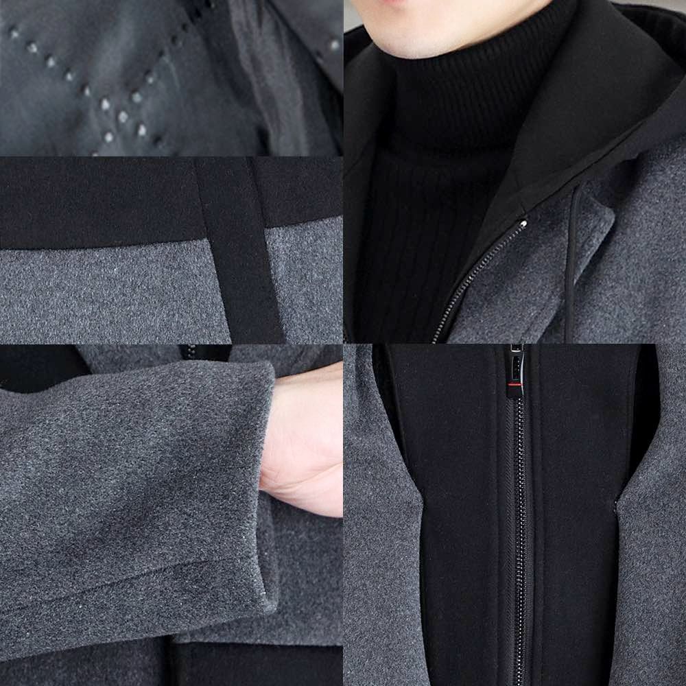 メンズ フード付きウールコート