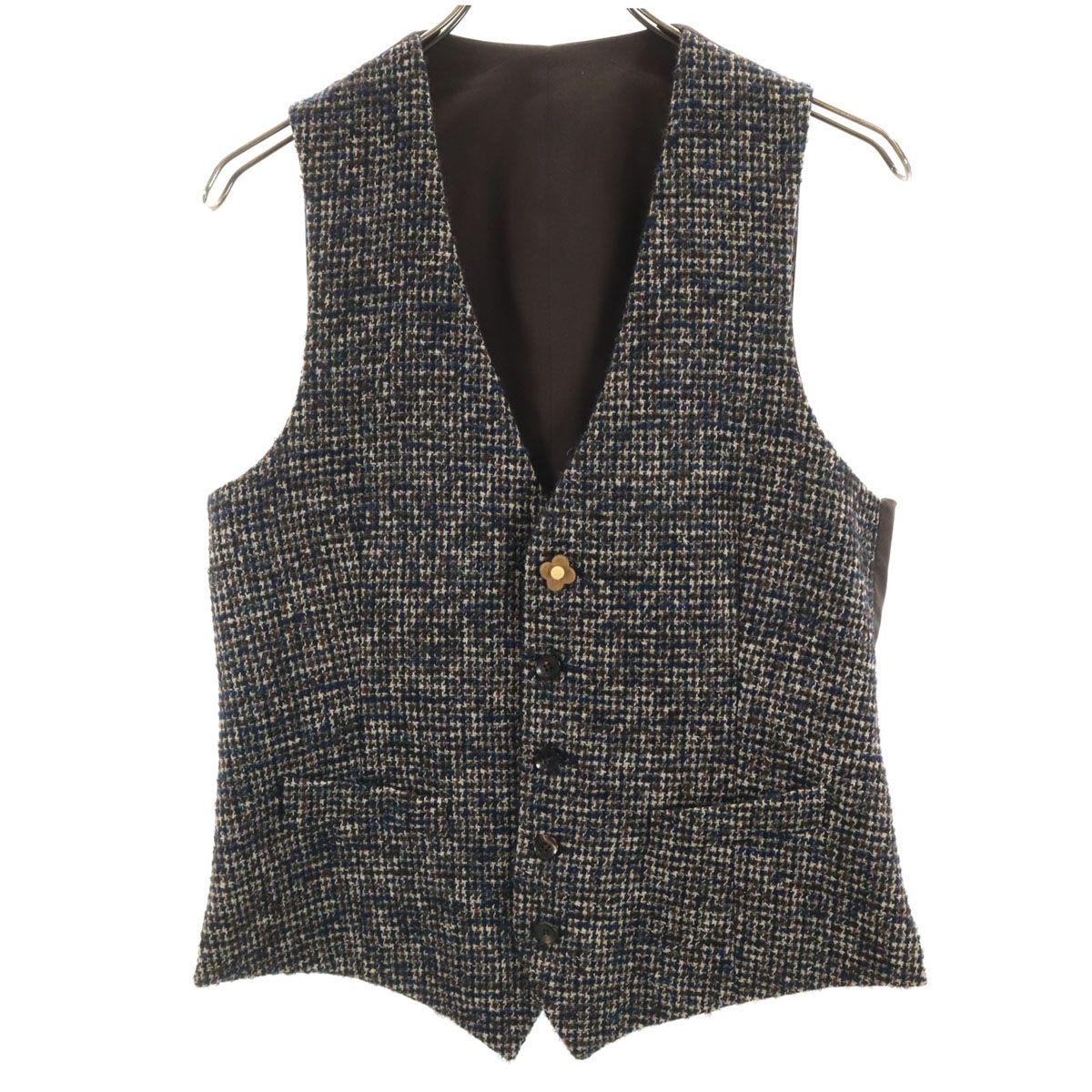 美品 LARDINI ラルディーニ イタリア製 ツイード切替 ジレベスト 44