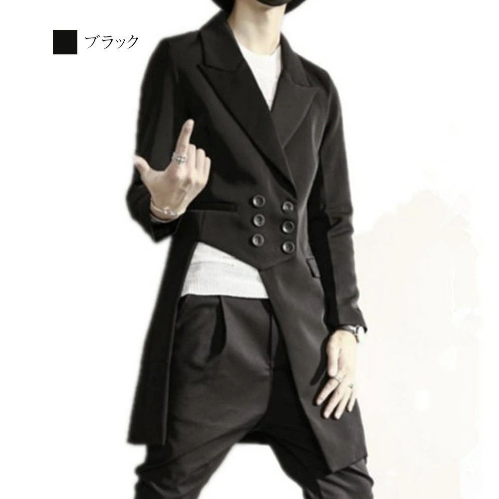 タイム 在庫処分 チェスターコート メンズ 変形デザインジャケット 青 ロング ハーフコート ブランド 春 アウター ショー