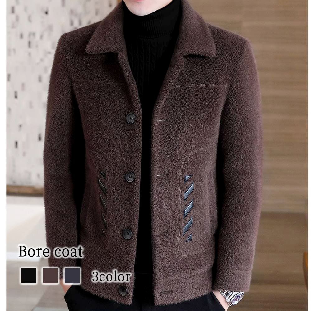 ステンカラーコート メンズ ボアコート トレンチコート 50代 ロングコート 厚手 スタンドカラーコート 冬 ショート丈 ブランド ビジネス ミ