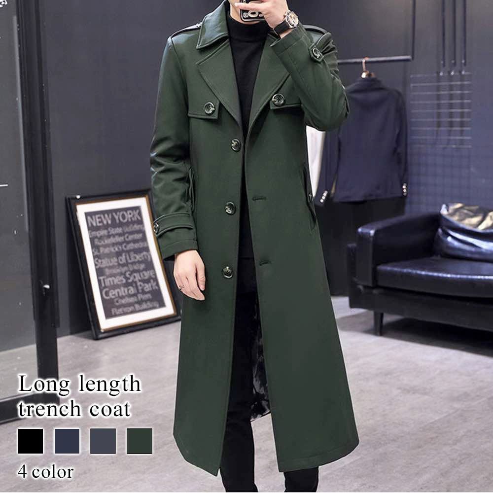 タイム 在庫処分 トレンチコート メンズ ロング丈トレンチコート ステンカラーコート 大きいサイズ ロングコート ビジネ
