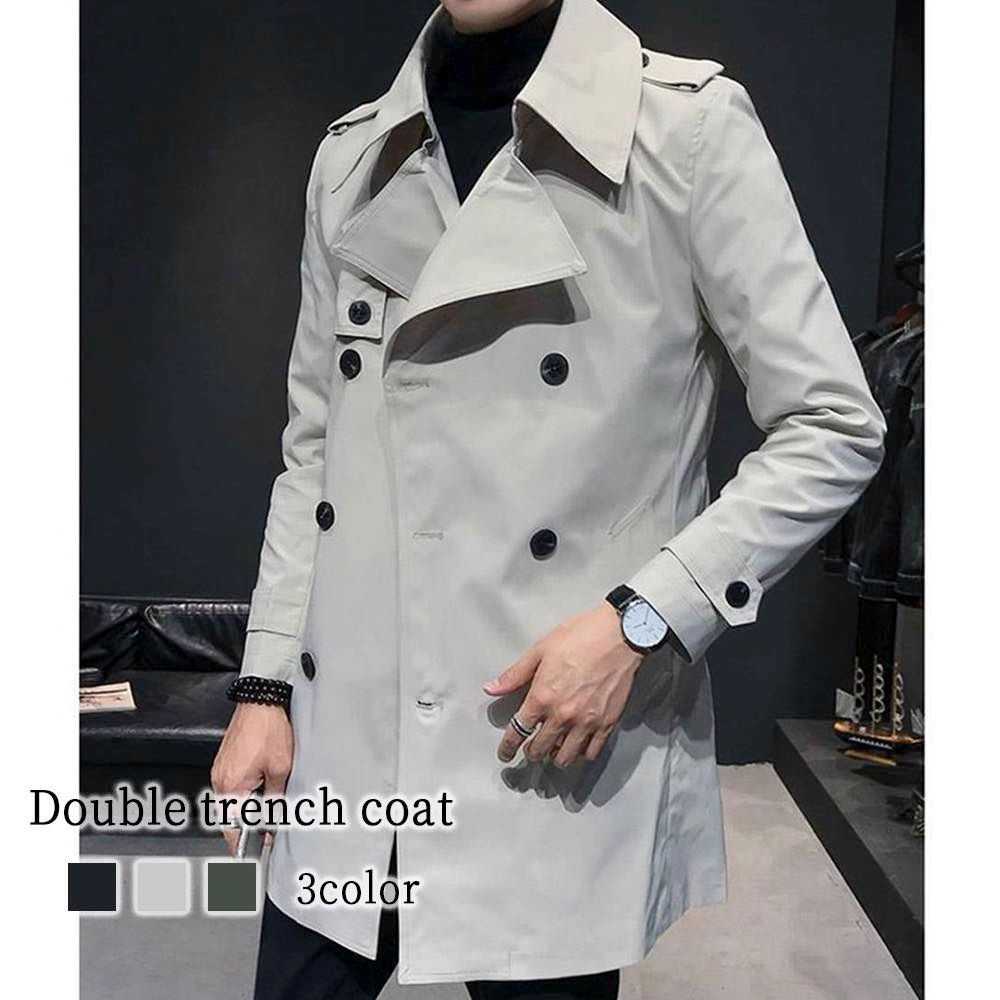 トレンチコート メンズ ダブルトレンチコート ピーコート ブランド 春 冬 40代 ステン コート ビジネス 英国 ショート コットン ウー