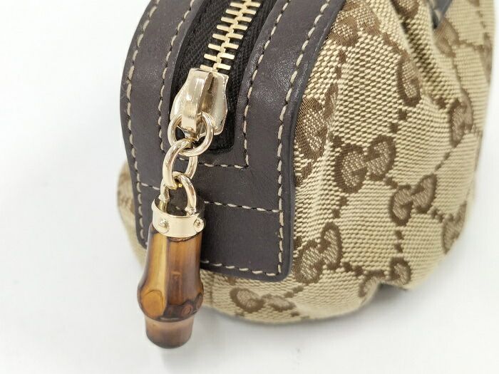 GUCCI ポーチ GGキャンバス バンブー ブラウン キャンバス 246174