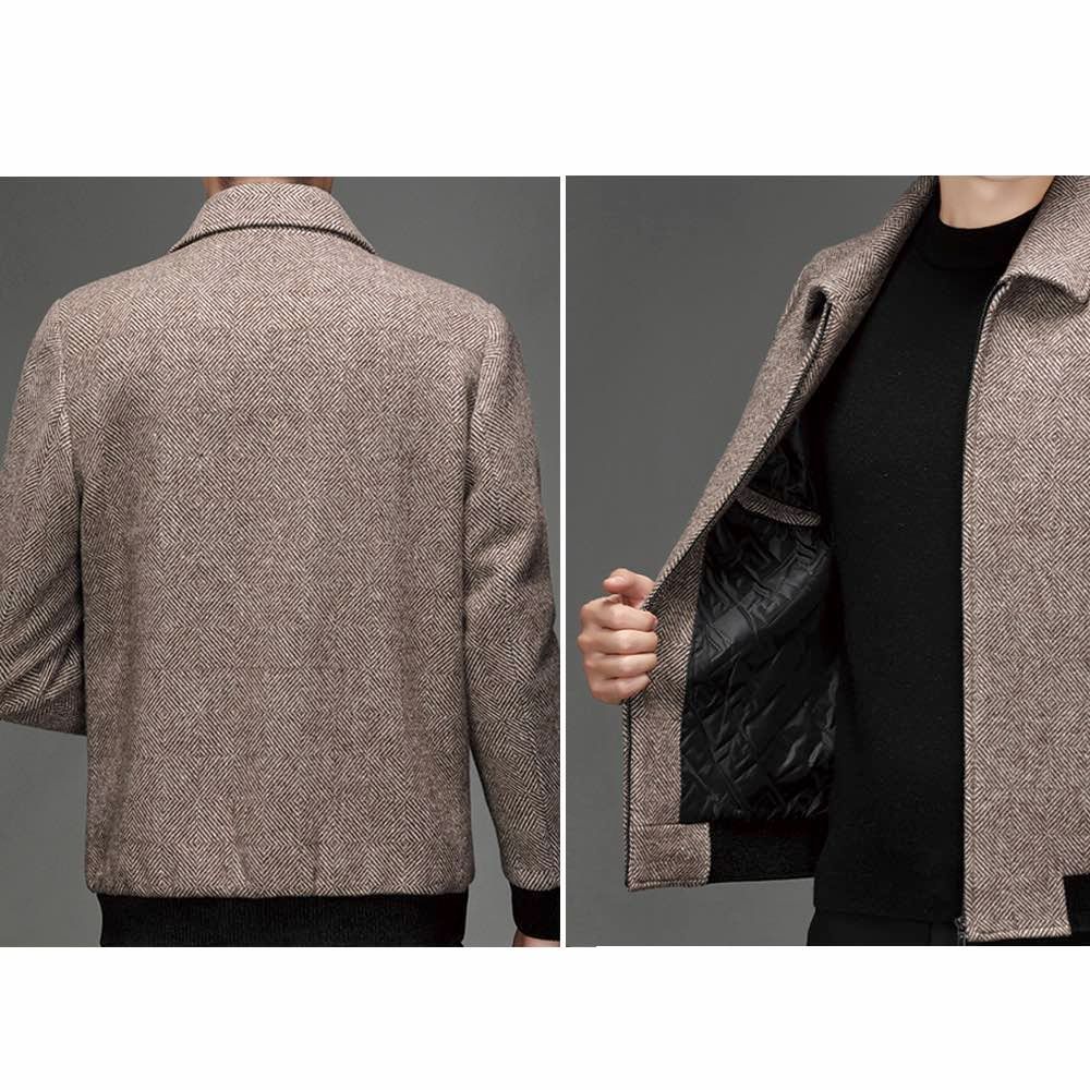 ステンカラーコート メンズ カジュアルツイードジャケット ビジネス ブランド 秋 ミドル ショート丈 冬 50代 ファスナー チェスター