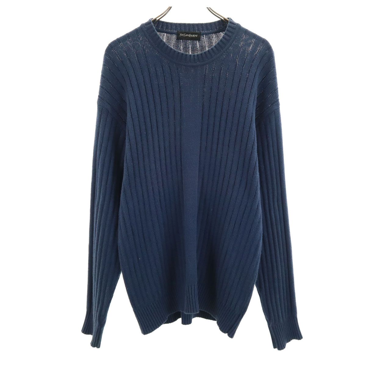 YVES SAINT LAURENT イヴサンローラン 90s 日本製 シルクブレンド オールド 長袖 セーター LA ブルー ニット メンズ 古着