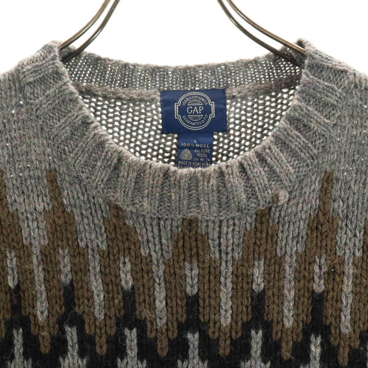 GAP ギャップ 80s ヴィンテージ 総柄 長袖 セーター L グレー ニット