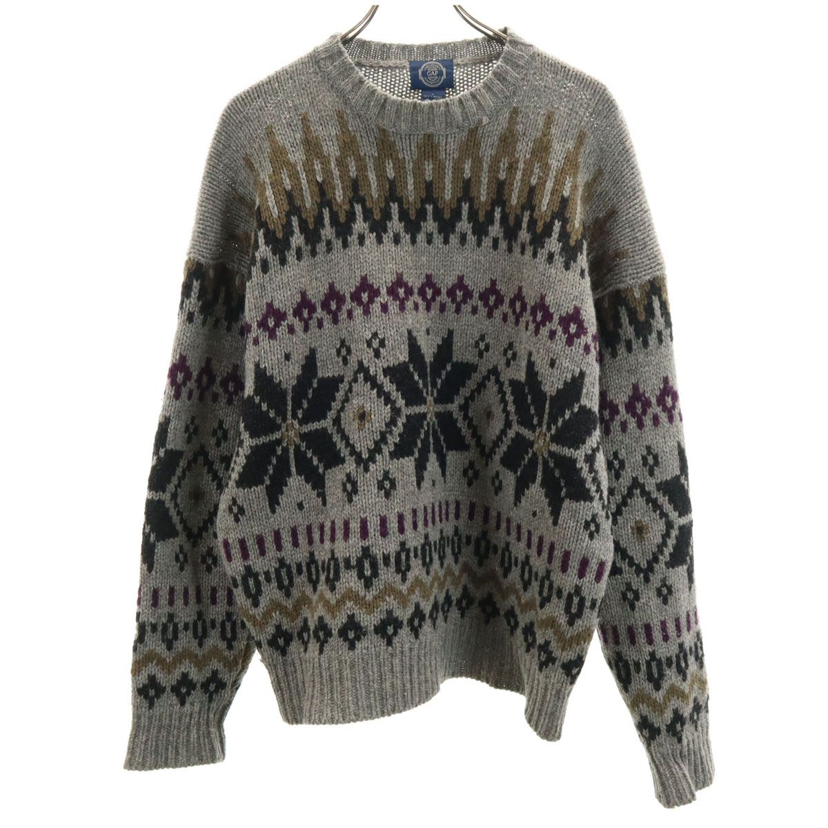 GAP ギャップ 80s ヴィンテージ 総柄 長袖 セーター L グレー ニット メンズ GAP ギャップ 80s ヴィンテージ 総柄 長袖 セーター L グレー ニット