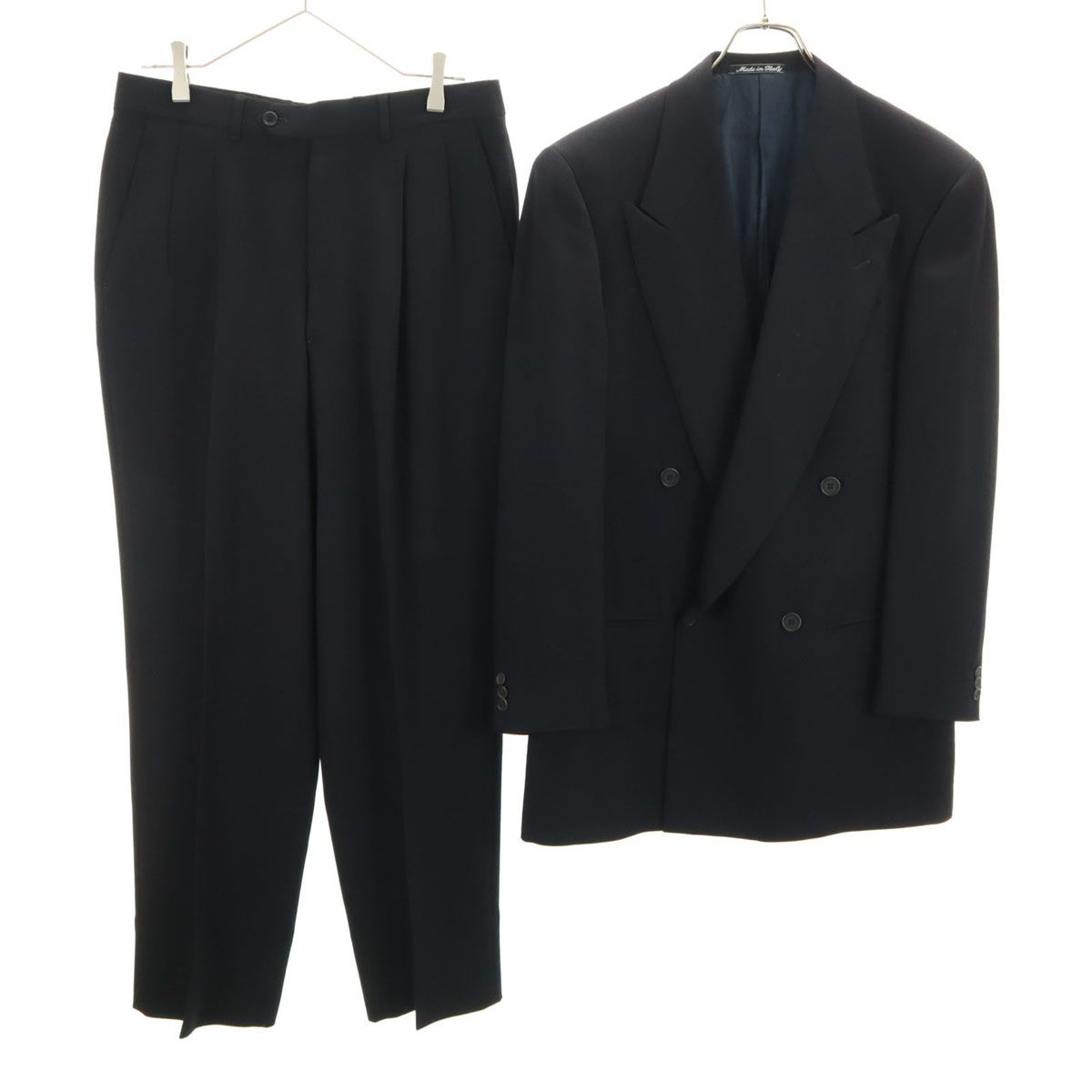 美品 GIORGIO ARMANI ジョルジオアルマーニ イタリア製 スーツ 上下セットアップ 48 濃紺 ダブル メンズ 美品 GIORGIO ARMANI ジョルジオアルマーニ イタリア製 スーツ 上下