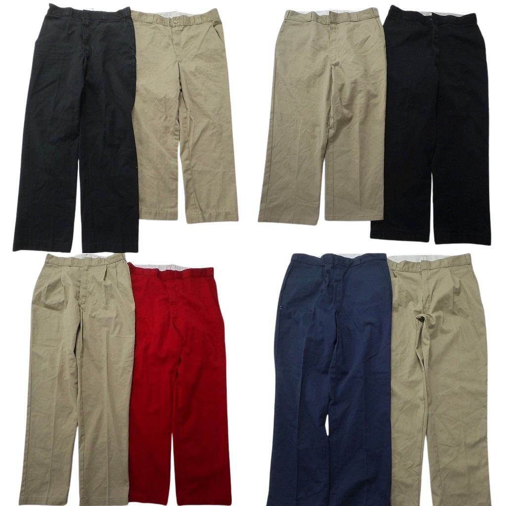 古着卸 まとめ売り ディッキーズ Dickies USA製 パンツ 8枚セット (メンズ 38 /36 /34 /32 ) チノ ベージュ ネイビー 赤  古着 NC9412