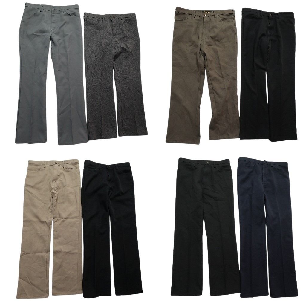 古着卸 まとめ売り Wrangler ラングラー ランチャー パンツ セット メンズ 36 スラックス 皮パッチ ブラック 古着 NC 9386