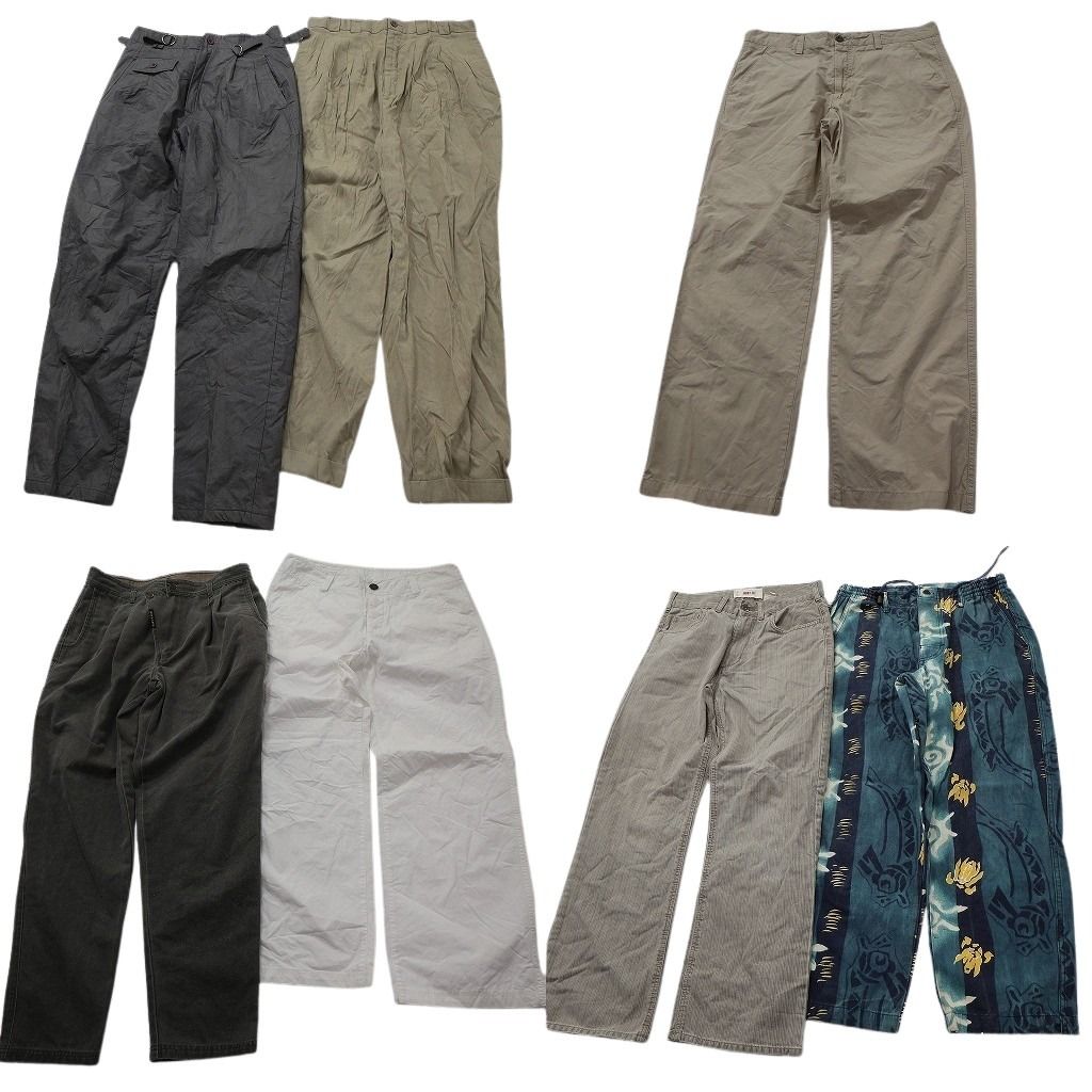 古着卸 まとめ売り チノ パンツ セット メンズ 34 |30 ベージュ グレー 総柄 白 タック 古着 NC 9432