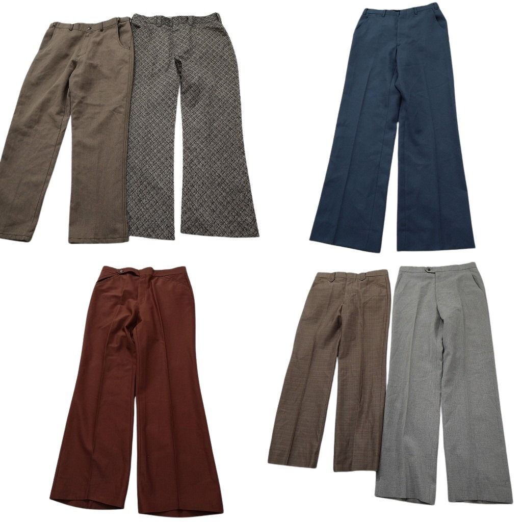 古着卸 ポリエステル混 スラックスパンツ セット メンズ 34 33 32 30 グレー 茶色 センタープレス 古着 NC 9426