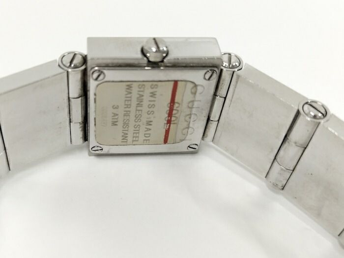 GUCCI ショップ レディース 腕時計 スクエア SS クオーツ シルバー文字