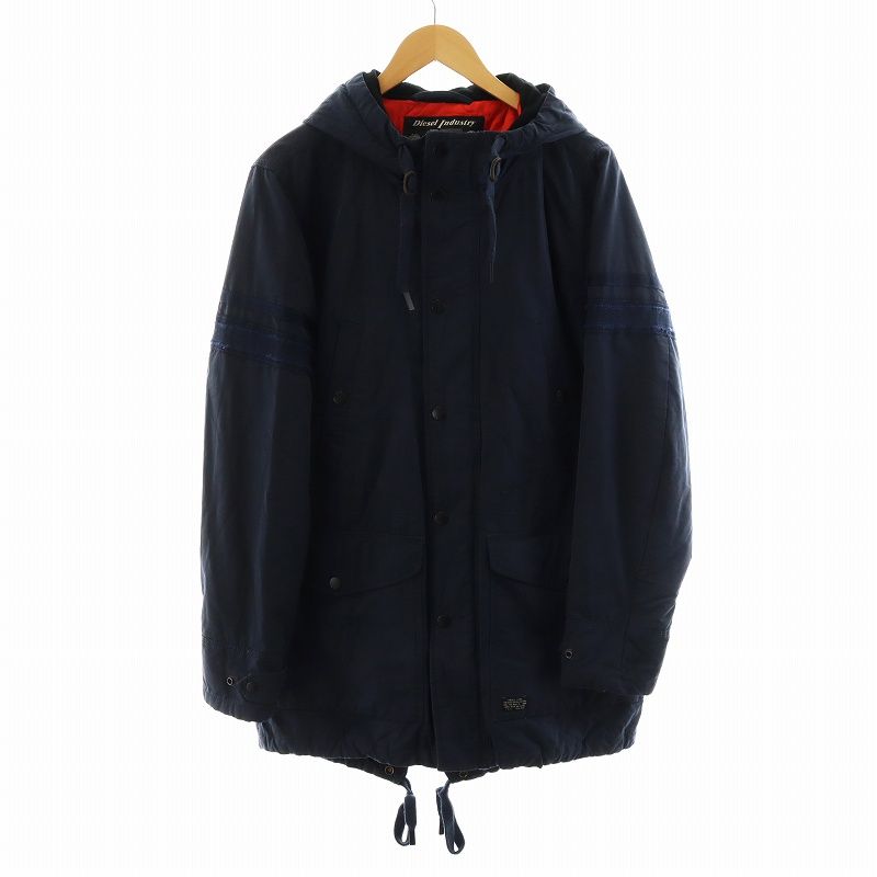 メンズ ディーゼル DIESEL 中綿コート ロング丈 ジップアップ フード 