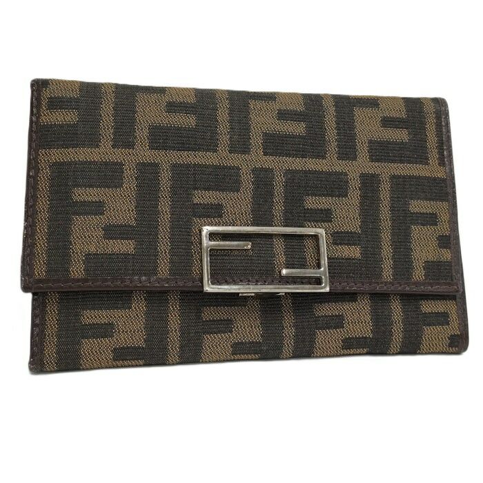 FENDI 三つ折り財布 卸売 ズッカ キャンバス ブラウン FENDI