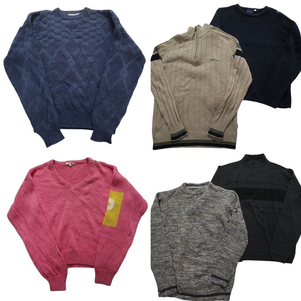 古着卸 まとめ売り セーター MIX 6枚セット (メンズ M ) クルーネック ハイネック ハーフジップ 無地  古着 NC9678