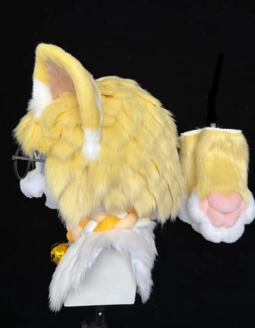 ファースーツ 着ぐるみセット NO 315 猫 黄色 ケモノ 全頭ヘッド ぬいぐるみ コスプレ コスチューム
