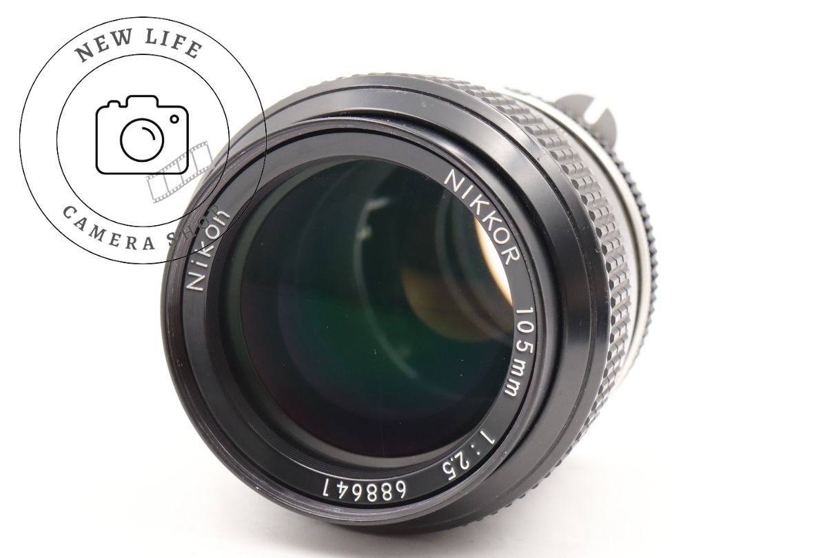 NIKKOR 105mm f/2.5 レンズ（中古） 美品☆Nikon NEW NIKKOR 105mm F2.5 カメラレンズ 中望遠 単焦点 F