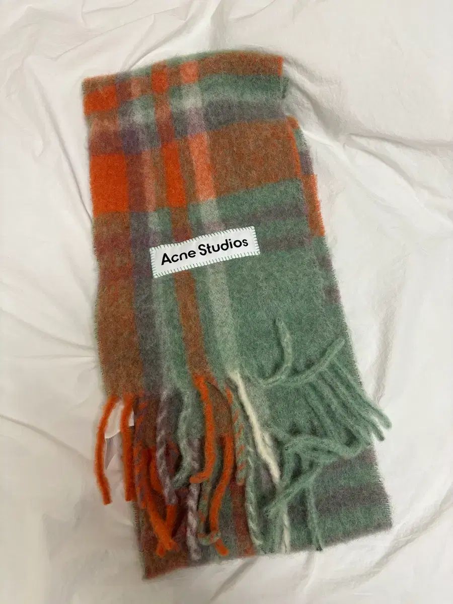 アクネストゥディオズ チェック マフラー グリーン/オレンジ - メルカリ