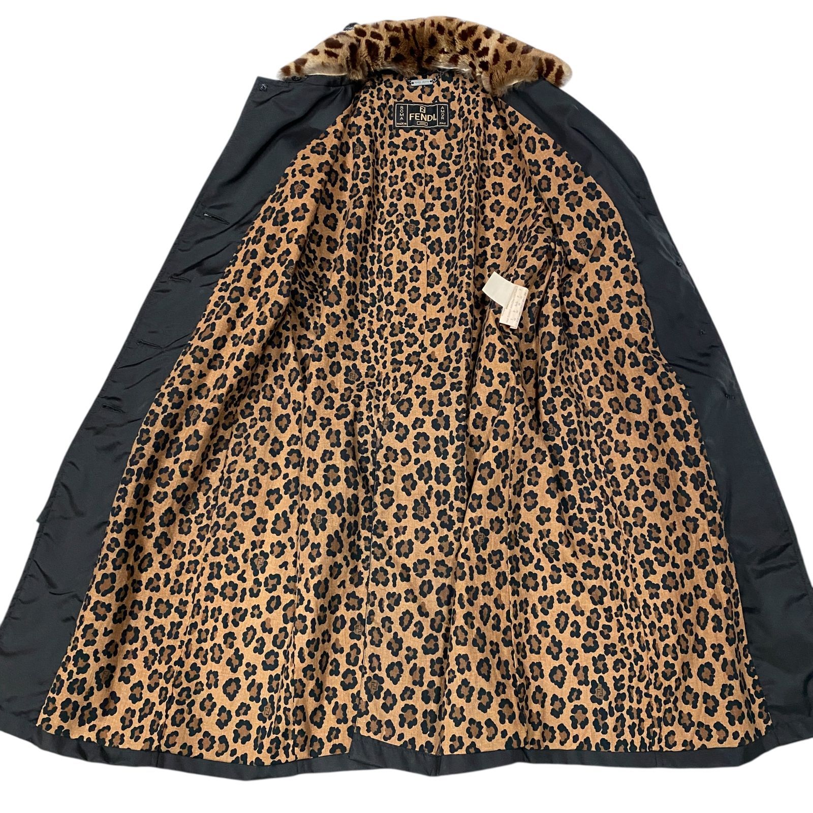 美品 FENDI フェンディ 2WAY ロングコート ヒョウ柄 レオパード