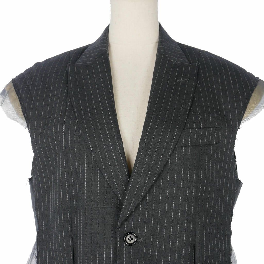 チカキサダ Chika Kisada ストライプ チュール ベスト サイズ1 グレー