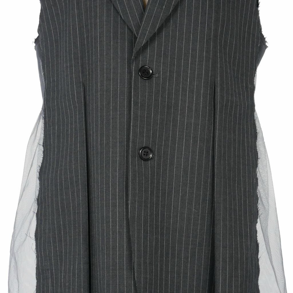 チカキサダ Chika Kisada ストライプ チュール ベスト サイズ1 グレー