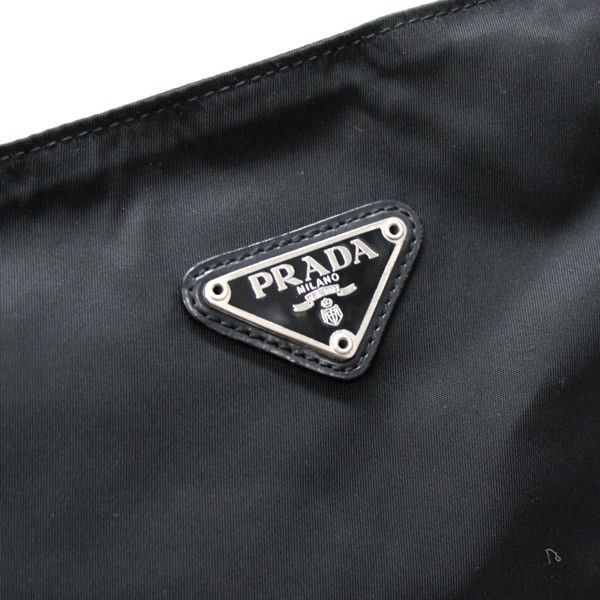 プラダ PRADA 三角ロゴ ショルダーバッグ マチ無し ナイロン 黒