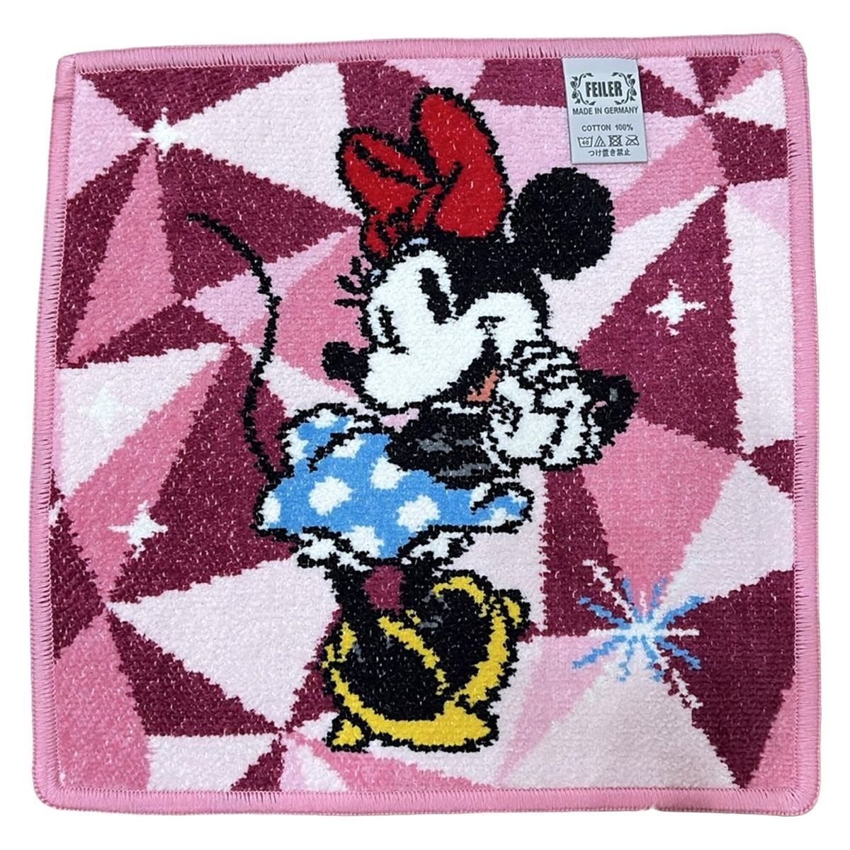 FEILER フェイラー 小物 - ピンク×黒×マルチ ハンドタオル JAL ディズニー創立100周年記念 ミニーマウス Disneyコラボ