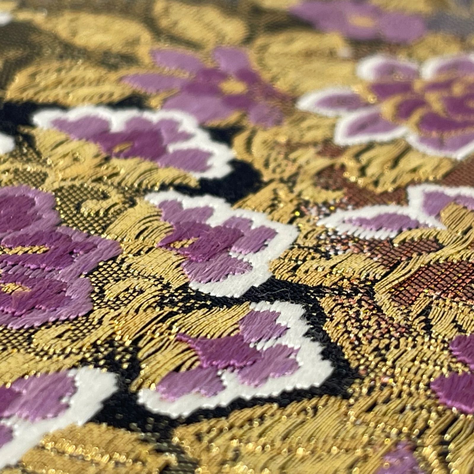 [帝王紫] 作家物　袋帯　正絹　黒　金通し　正倉院　礼装　略礼装　結婚式　七五三 袋帯/帝王紫 ］正絹 聚楽 じゅらく 黒/シルバー 正倉院 鳳凰 金糸 礼装