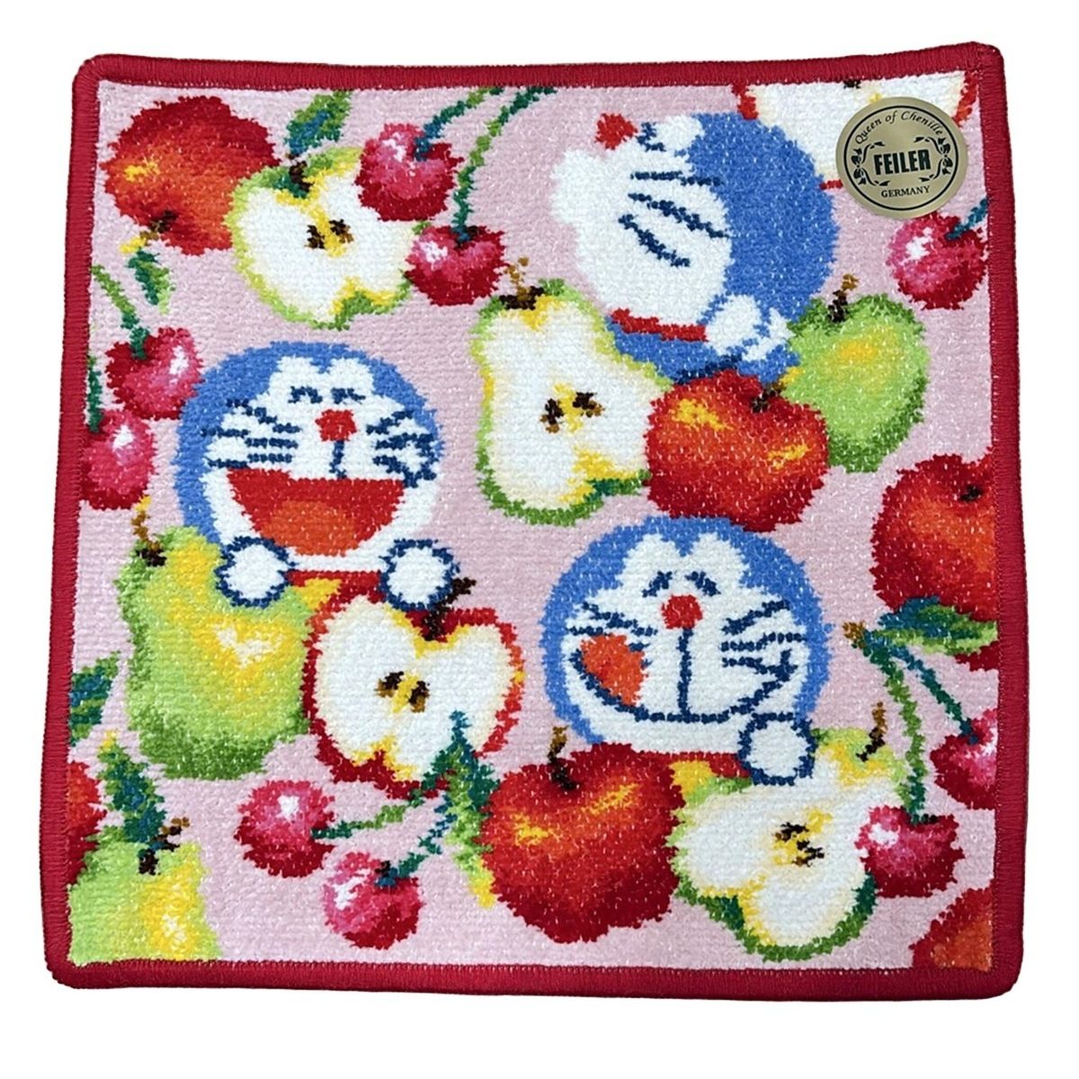 FEILER フェイラー 小物 - ライトピンク×レッド×マルチ ハンドタオル ドラえもんフルーツミックス DORAEMONコラボ