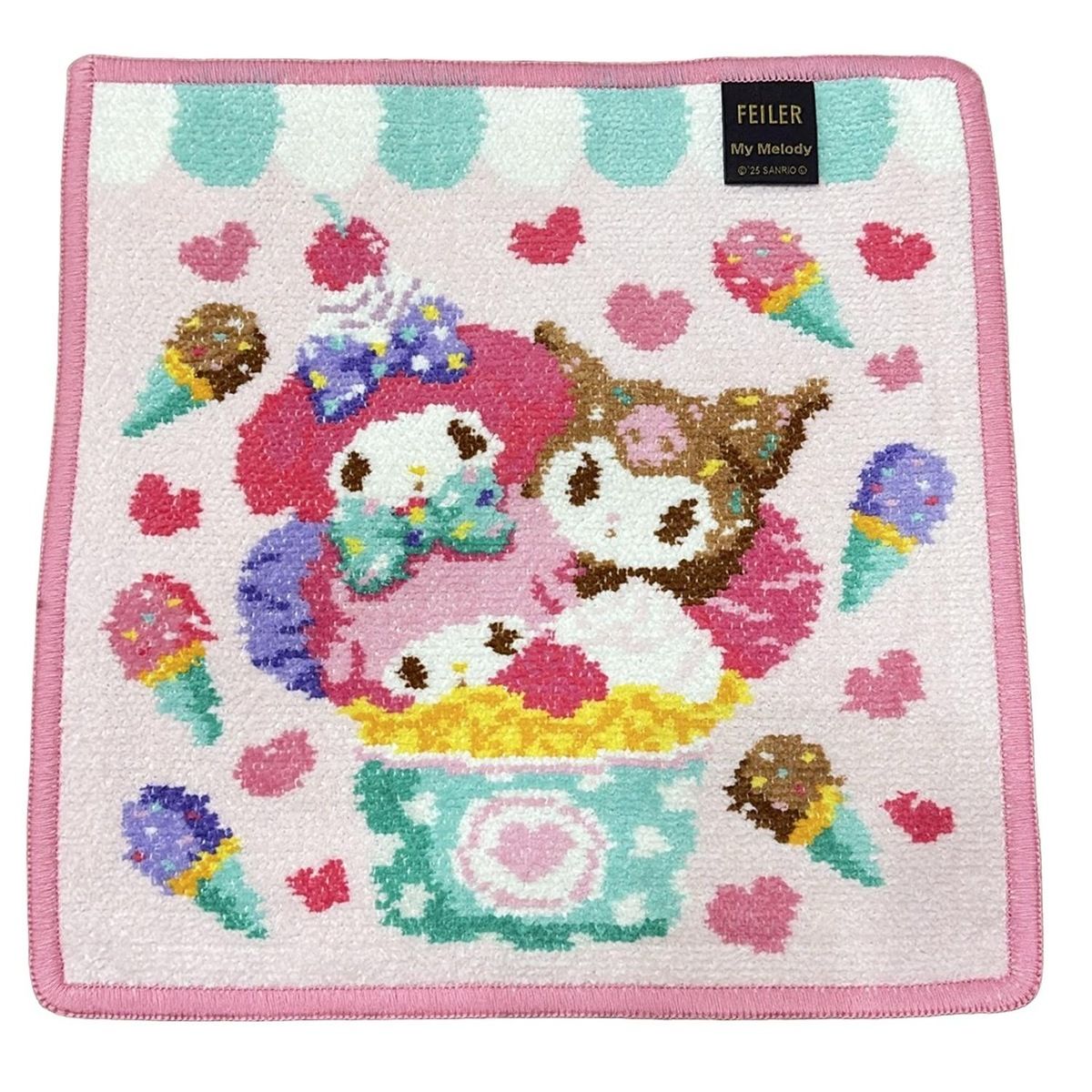 フェイラー 小物 - ライトピンク×ブルーグリーン×マルチ ハンドタオル マイメロディ アイスクリーム My Melody SANRIOコラボ