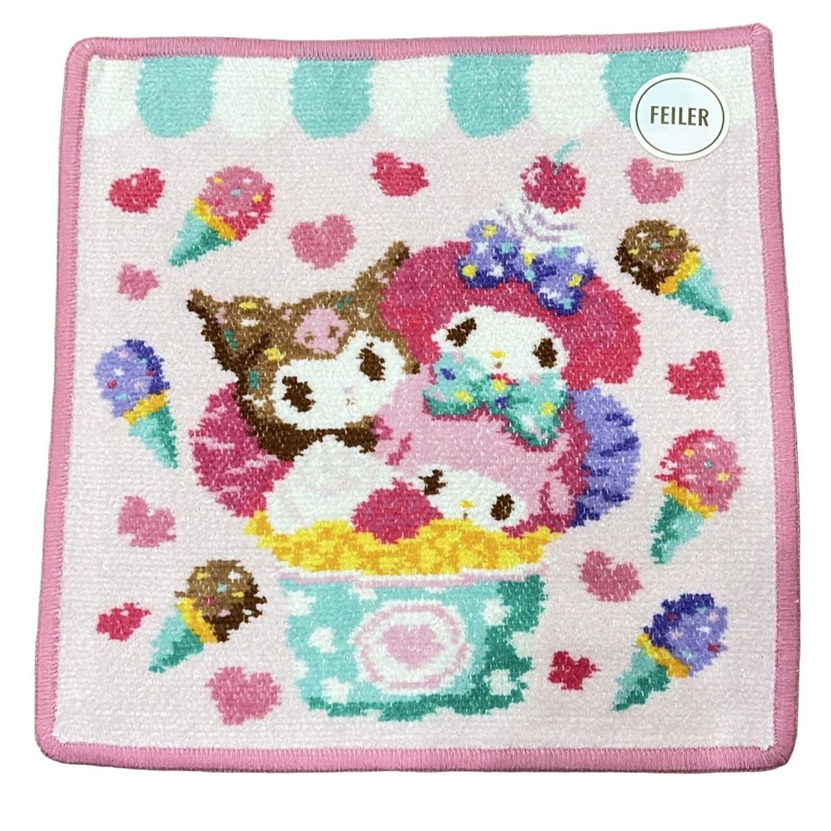 フェイラー 小物 ライトピンク ブルーグリーン マルチ ハンドタオル マイメロディ アイスクリーム My Melody SANRIOコラボ