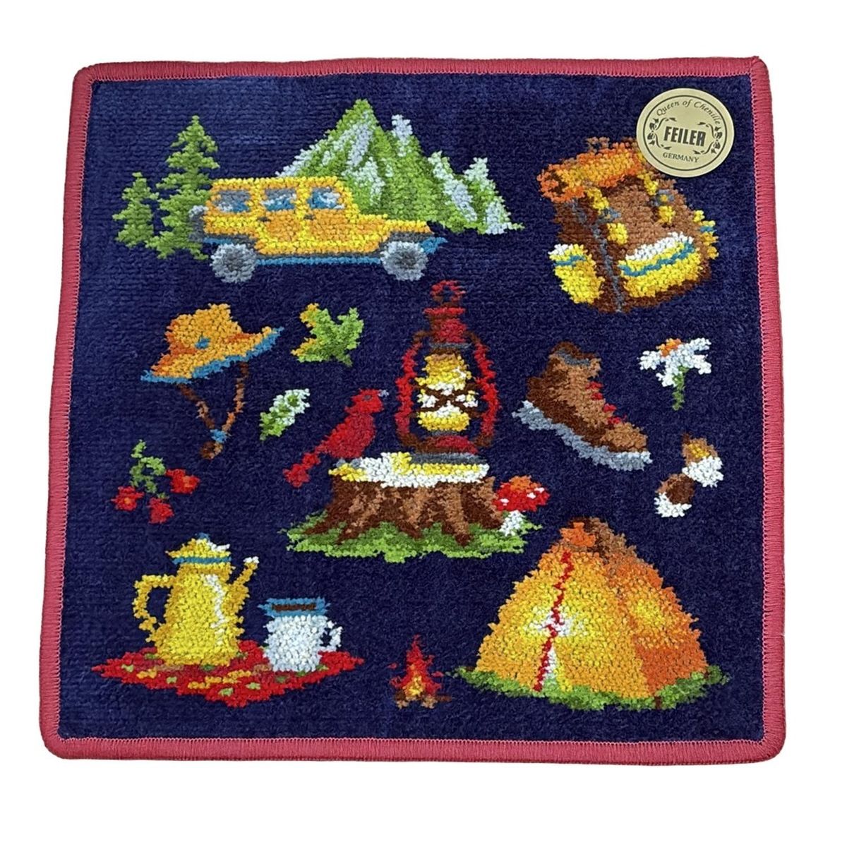 FEILER フェイラー 小物 - ダークネイビー×レッド×マルチ ハンドタオル|マイキャンプサイト