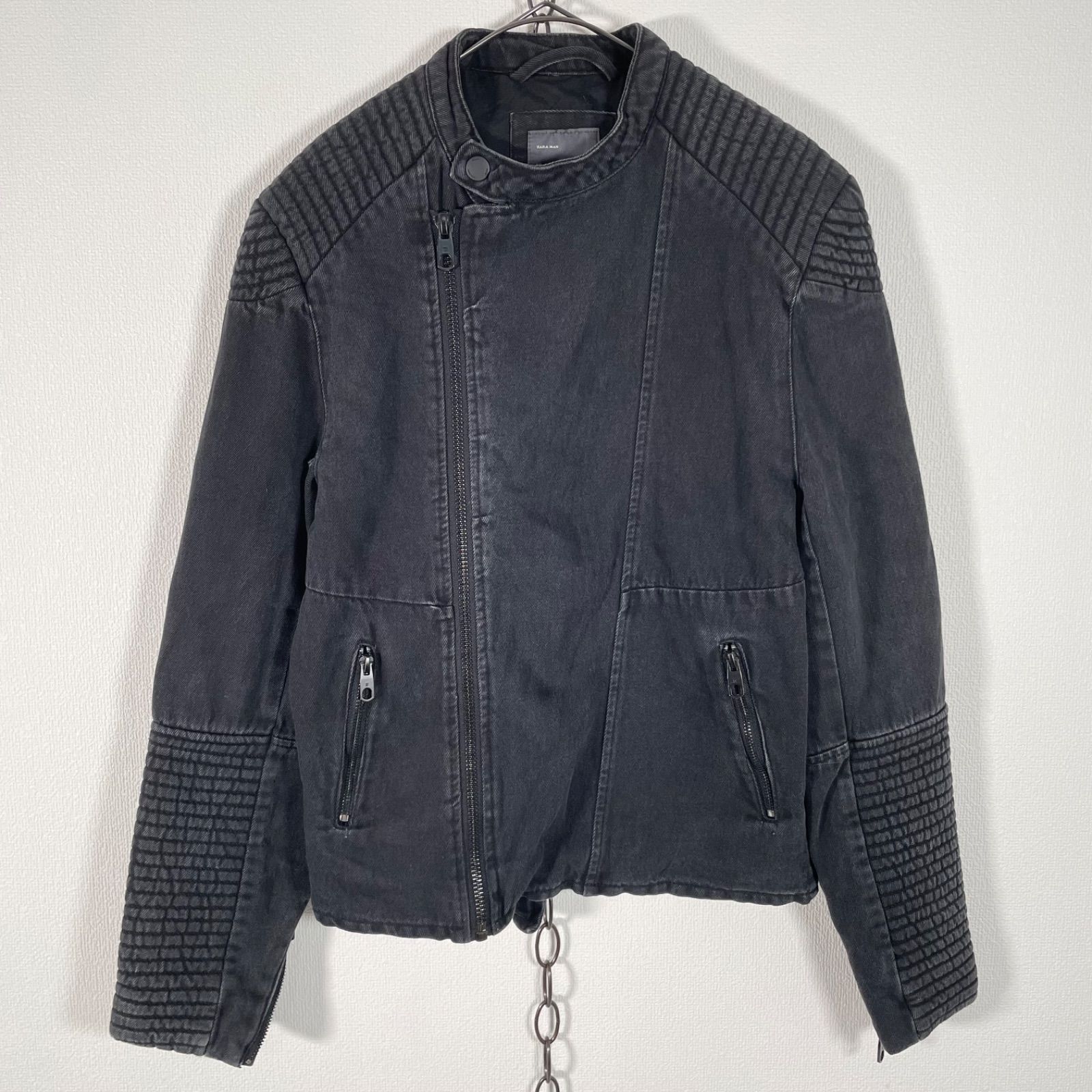 ZARA MAN ザラ バイカーデニムジャケット ライダースジャケット ソフト 