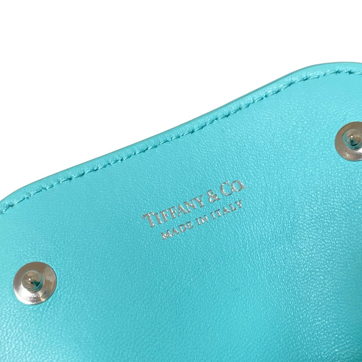  TIFFANY-Co. ティファニー コインケース - ティファニーブルー×シルバー リターントゥティファニー キーリング付き レザー その他 折り財布
