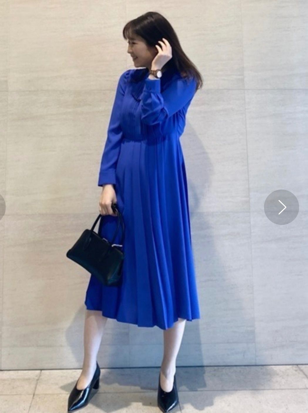 極美品CELFORD セルフォード ロイヤルブルー プリーツロングワンピース