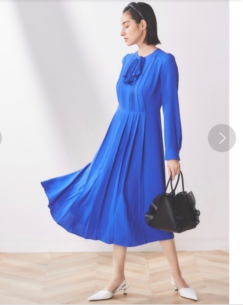極美品CELFORD セルフォード ロイヤルブルー プリーツロングワンピース