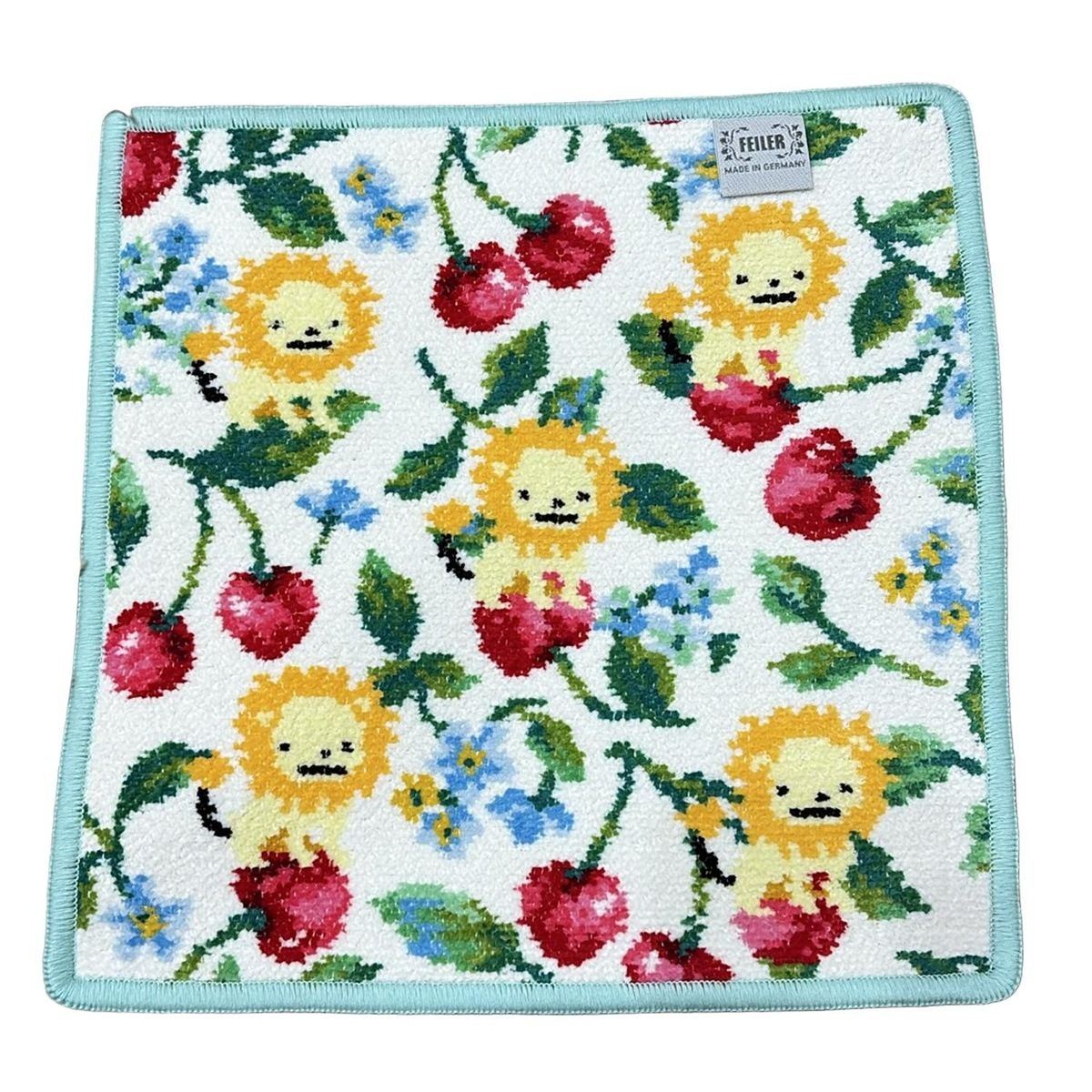 FEILER フェイラー 小物 - 白×グリーン×マルチ ハンドタオル ライオン スウィングチェリー BARNEYS YORKコラボ