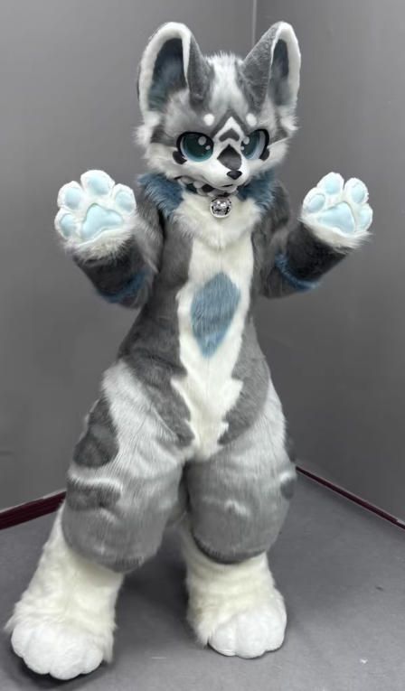 ☆着ぐるみ ケモノ体 フルスーツ セット NO.73 犬 グレー 全頭ヘッド