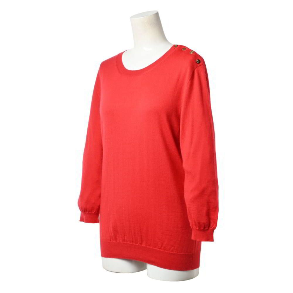 美品　現行　ルイヴィトン　ニット　カシミヤ　シルク　ロゴ　レッド　Mサイズ LOUIS VUITTON ロゴボタン4個付き カシミヤシルク混 ニット - メルカリ