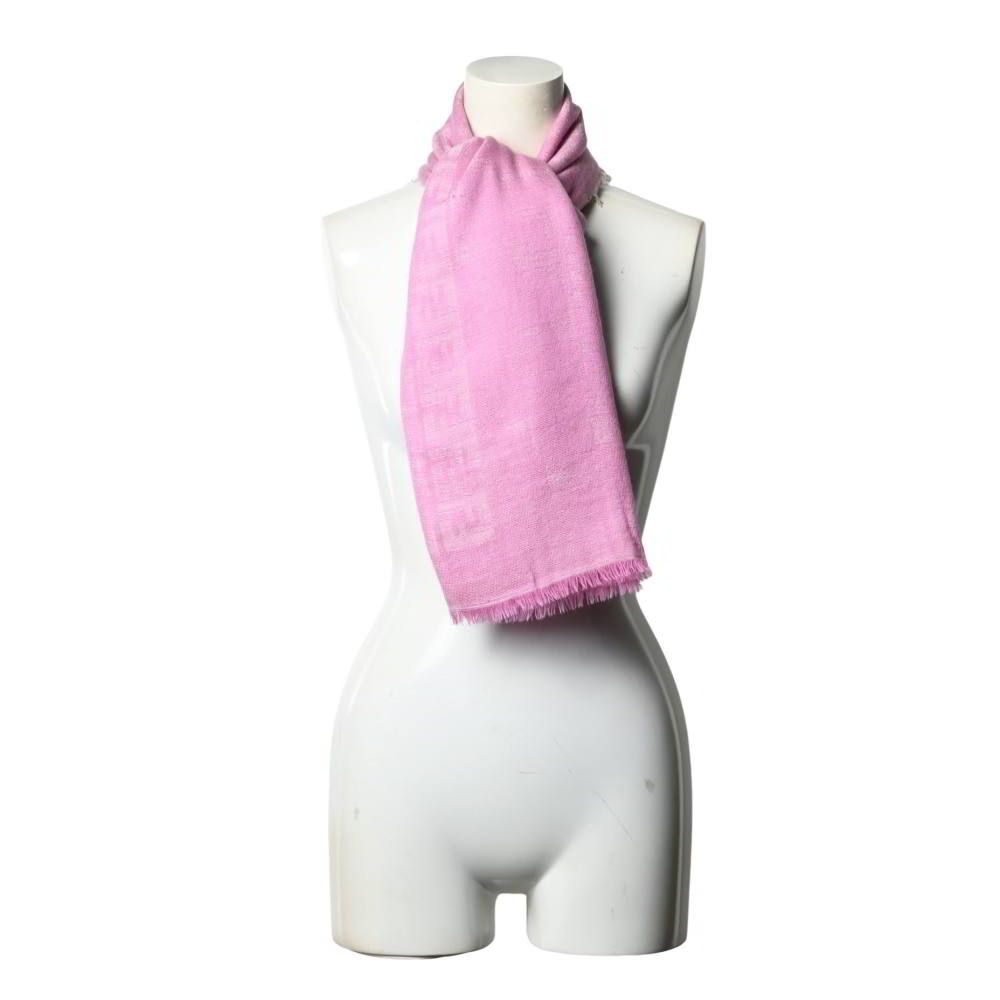 FENDI ピンク　ズッカ　マフラー　ショール　ホログラムタグ有 FENDI ズッカ柄 モダール シルク混 ストール マフラー - メルカリ