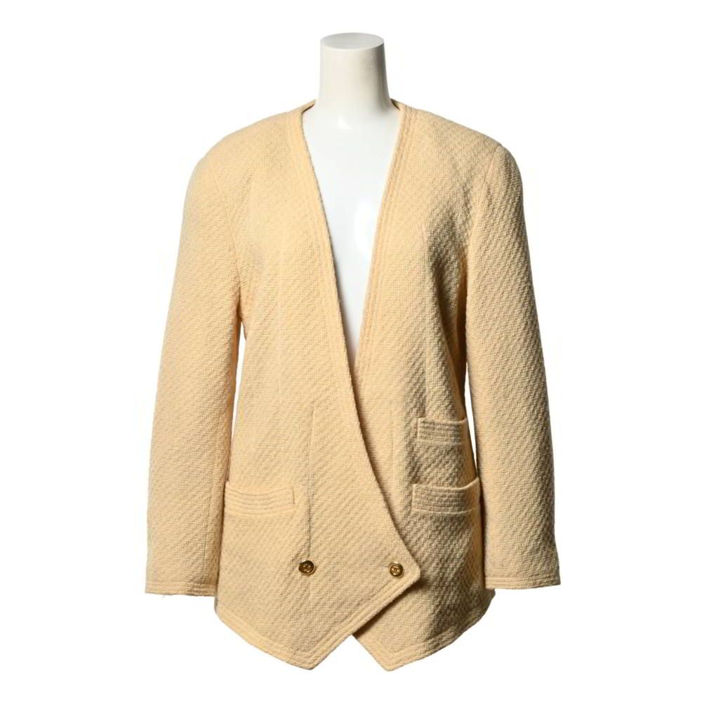 【激レア】CHANEL シャネル ヴィンテージ ノーカラージャケット ココマーク CHANEL ヴィンテージ ノーカラー ダブルジャケット ココマークボタン10