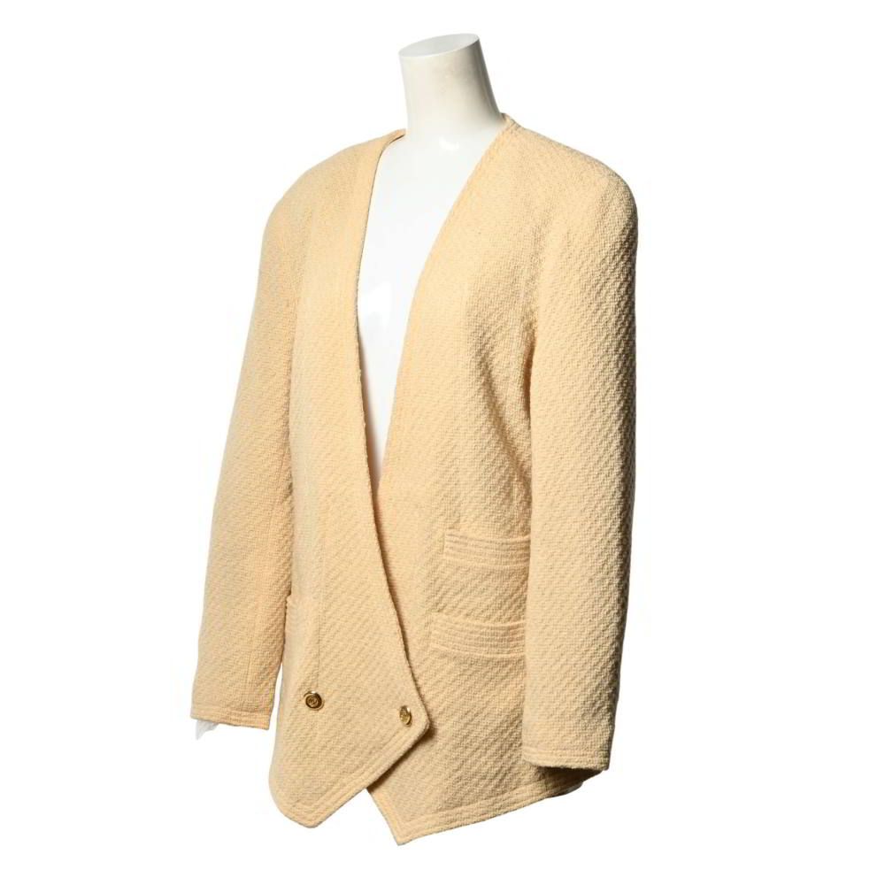 CHANEL ヴィンテージ ノーカラー ダブルジャケット ココマークボタン10